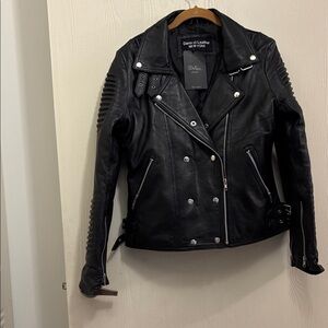 Women's Black Leather Moto Jacket